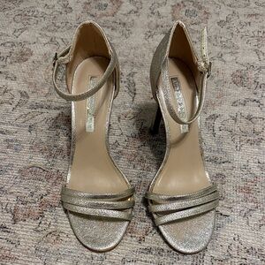 Audrey Brooke Champagne Sparkle Ankle Strap Heels Size  7.5